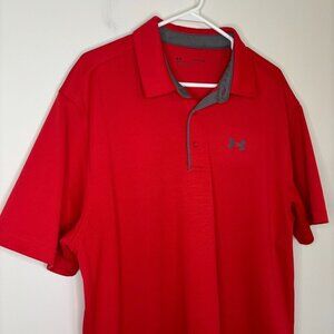 UNDER ARMOUR UA Tech Polo Mens XL Red Wicking Breathable